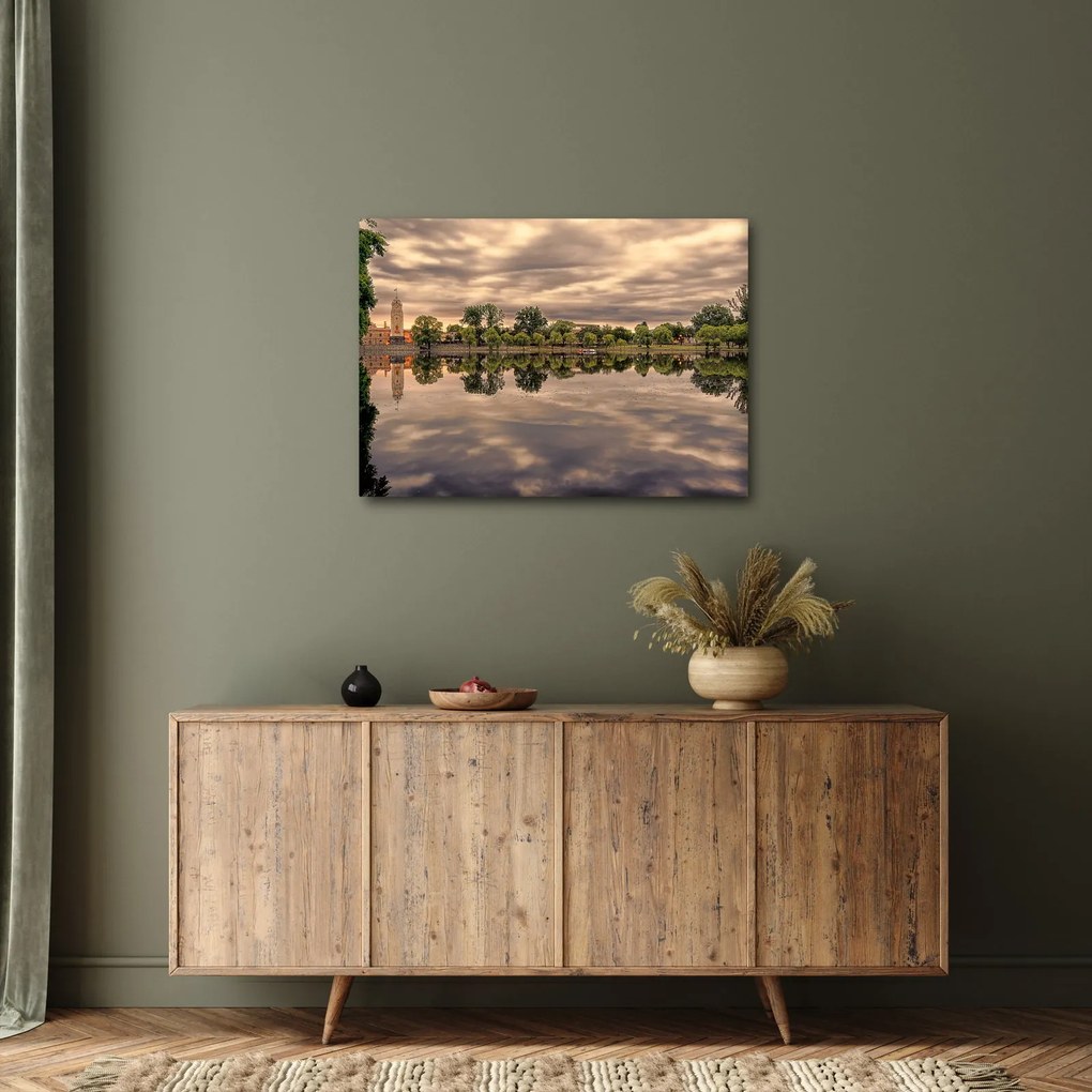 Tablou cu lac și copaci (70x50 cm)