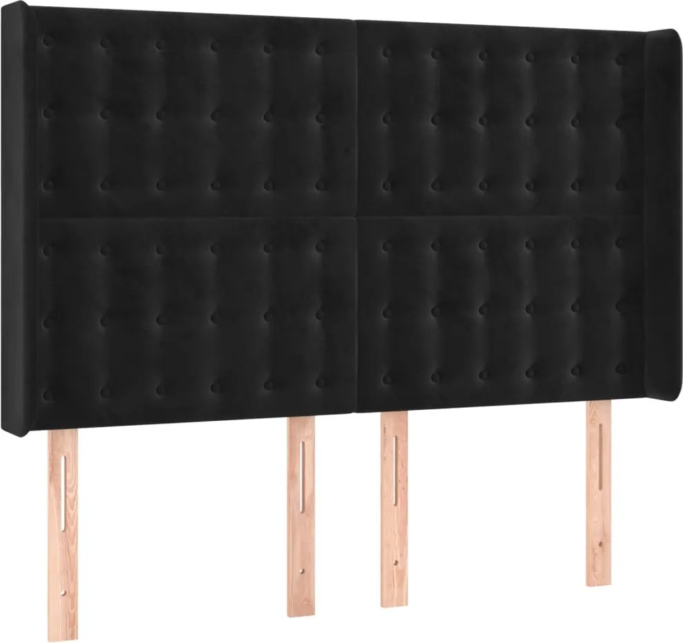 vidaXL Tăblie de pat cu aripioare, negru, 147x16x118/128 cm, catifea