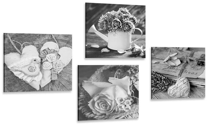 Set tablouri natura moartă vintage în alb-negru