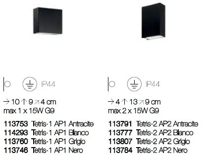 Aplica de perete moderna de exterior cu protectie IP44 TETRIS-1 AP2 antracit 113791