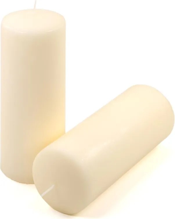 Set de lumânări tip stâlp, 20 cm, Ø 7,5 cm, crem, 2 buc
