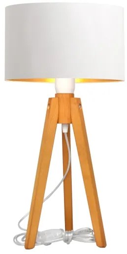 Lampă de masă ALBA 1xE27/15W/230V alb/auriu/stejar