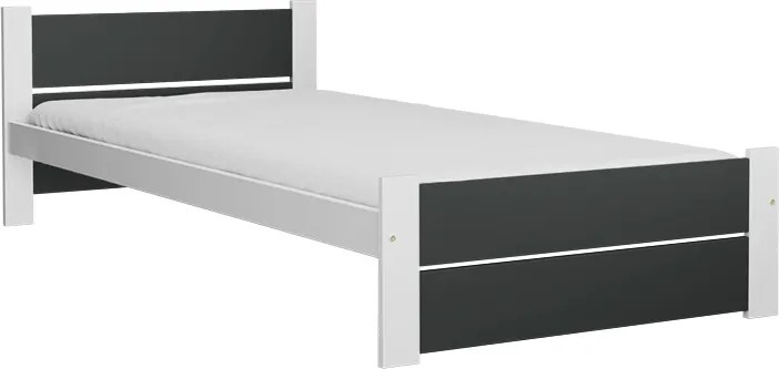 Pat IKAROS DOUBLE 90 x 200 cm, antracit/alb Saltea: Saltea Deluxe 10 cm, Somiera: fara somiera