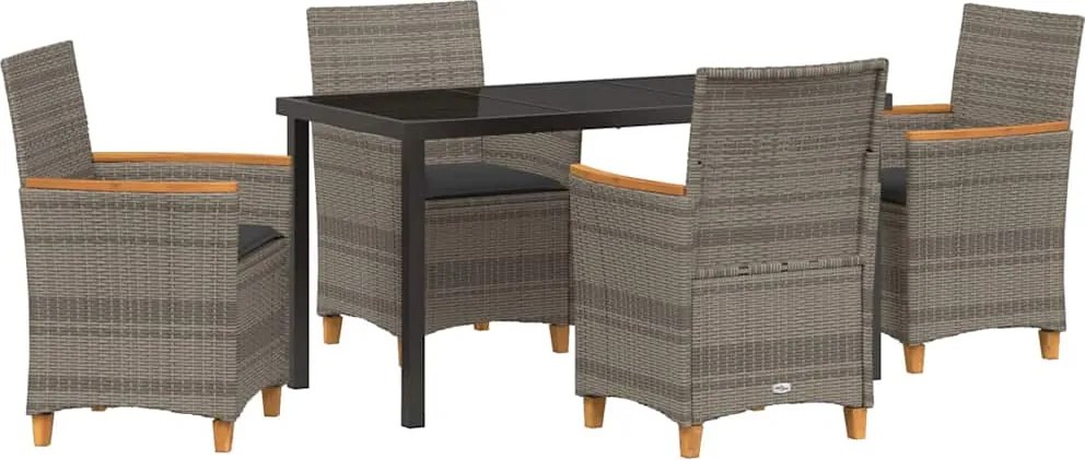 vidaXL Set de masă pentru grădină 5 pcs Gri poliratan