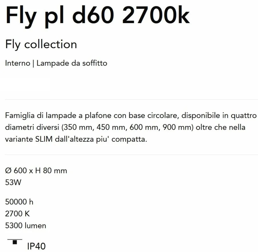 Plafoniera LED moderna Fly pl d60 2700k negru