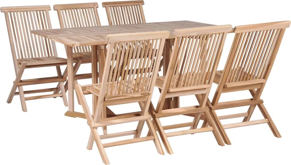 vidaXL Set mobilier de exterior pliabil, 7 piese, lemn masiv de tec