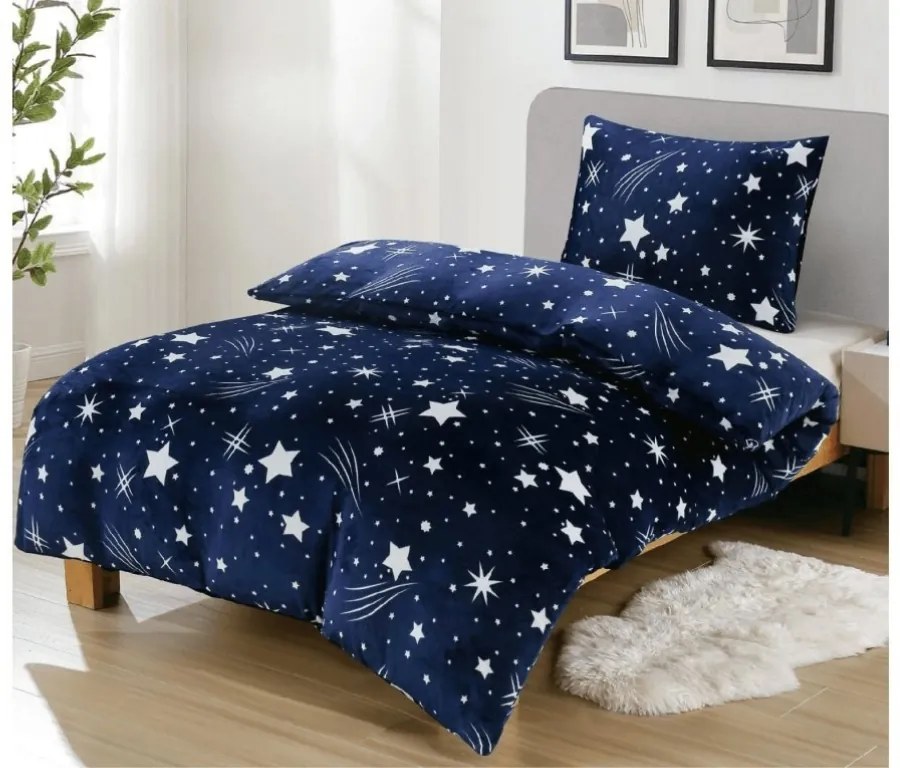 Lenjerie cocolino NIGHT STARS albastru inchis Dimensiune lenjerie de pat: 70 x 90 cm | 140 x 200 cm