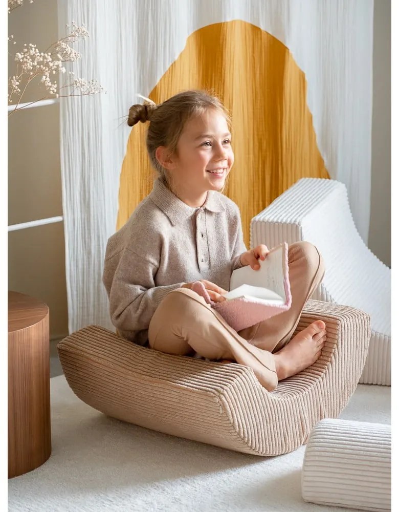 Teren de joacă din spumă crem 3 buc. din catifea reiată înălțime 37 cm 75x49 cm Rainbow Montessori – Wigiwama