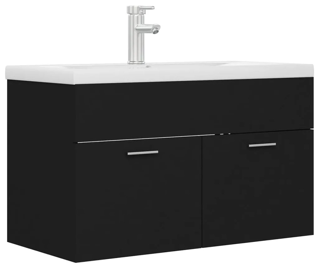 vidaXL Dulap cu chiuvetă încorporată, negru, lemn prelucrat