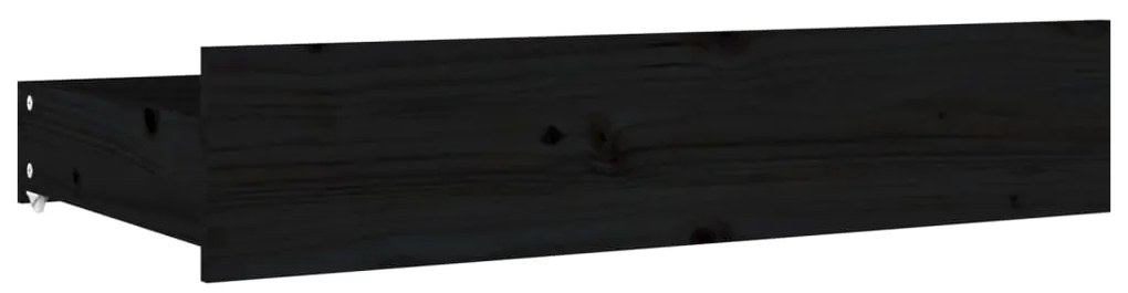 Sertare pentru pat, 4 buc., negru, lemn masiv de pin