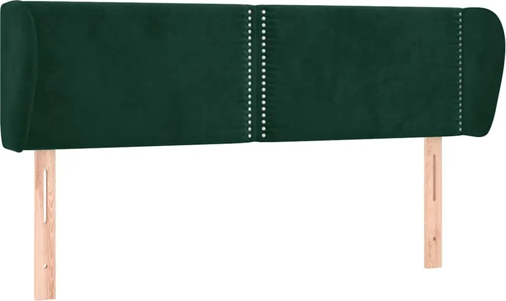 vidaXL Tăblie de pat cu aripioare verde închis 147x23x78/88 cm catifea