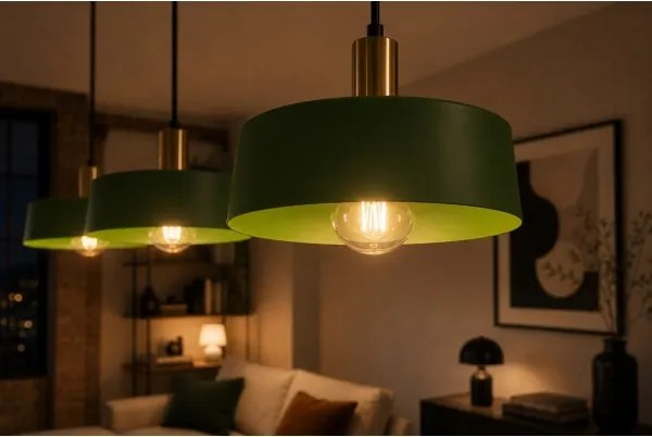 Lustră pe cablu HAKI 3xE27/60W/230V verde/crom lucios