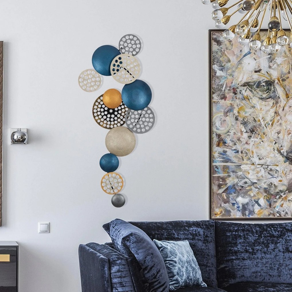 Decoratiune de perete Metal Enzo, Multicolor, 8x42x90 cm