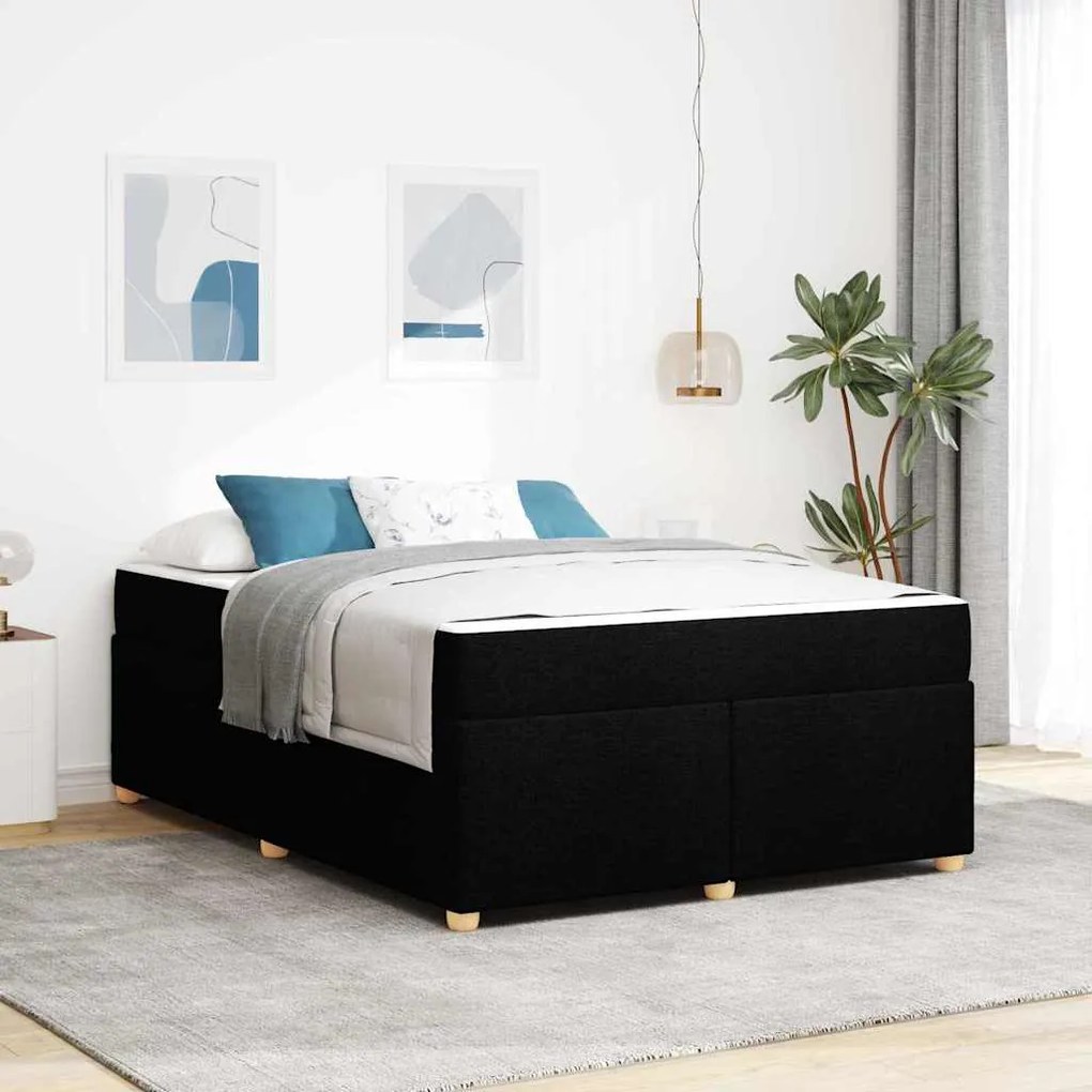 vidaXL Cadru de pat cu saltea Altele Negru 160 x 200 cm țesătură