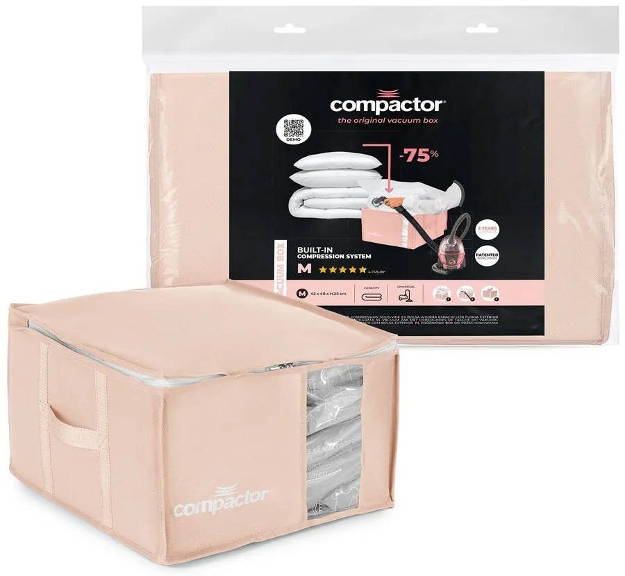 Cutie de depozitare pentru haine din plastic cu vacuum 42x40x25 cm Pink Edition – Compactor