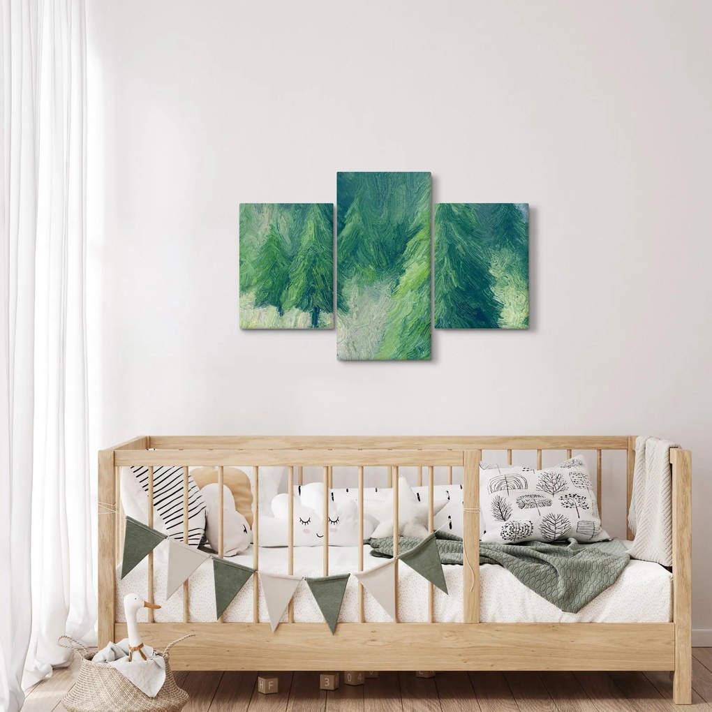 Tablou - Conifere pictate (90x60 cm)