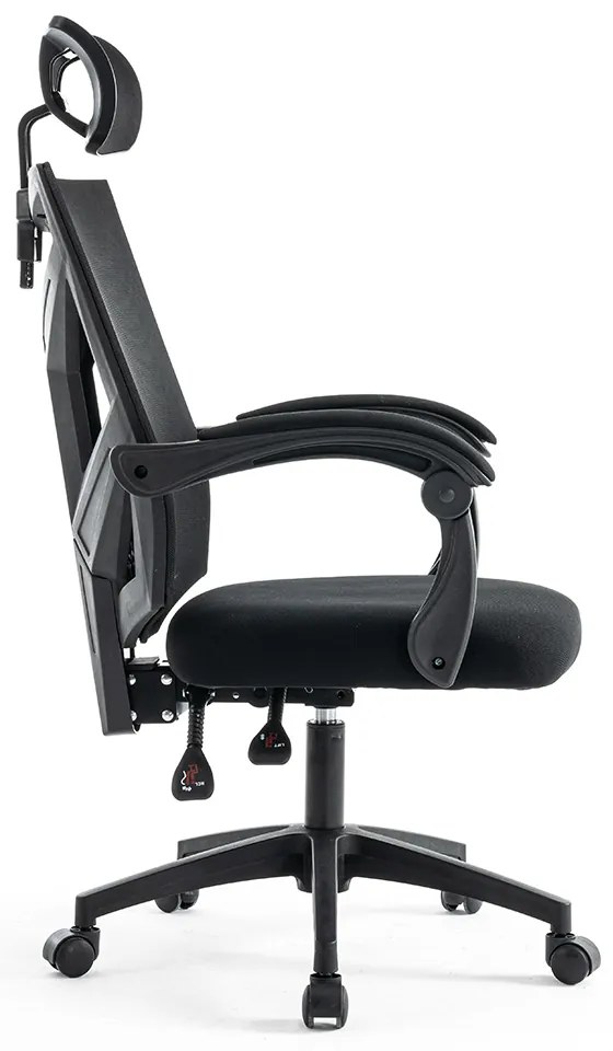 Scaun tip gaming din mesh negru, cu spatar rabatabil ergonomic OFF 434