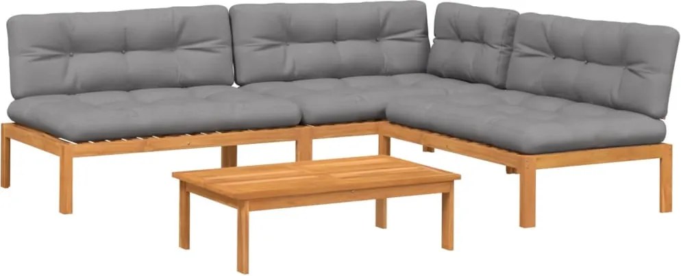 vidaXL Set canapele de grădină cu perne din paleți 4 piese lemn acacia
