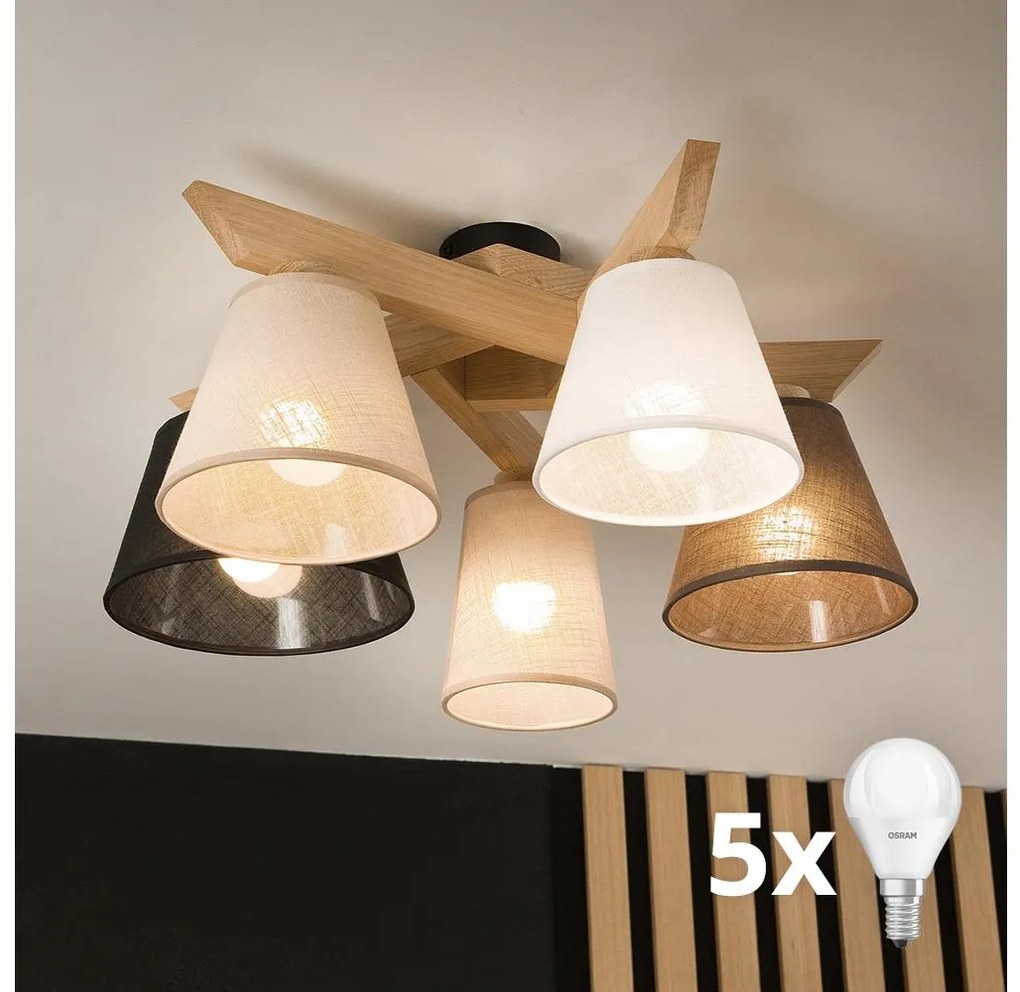 Lustră aplicată Brilagi ANTHONY 5xE14/40W/230V stejar