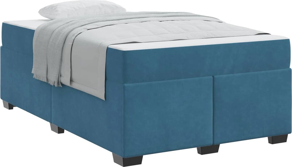 vidaXL Cadru de pat cu saltea Albastru închis 120 x 190 cm țesătură