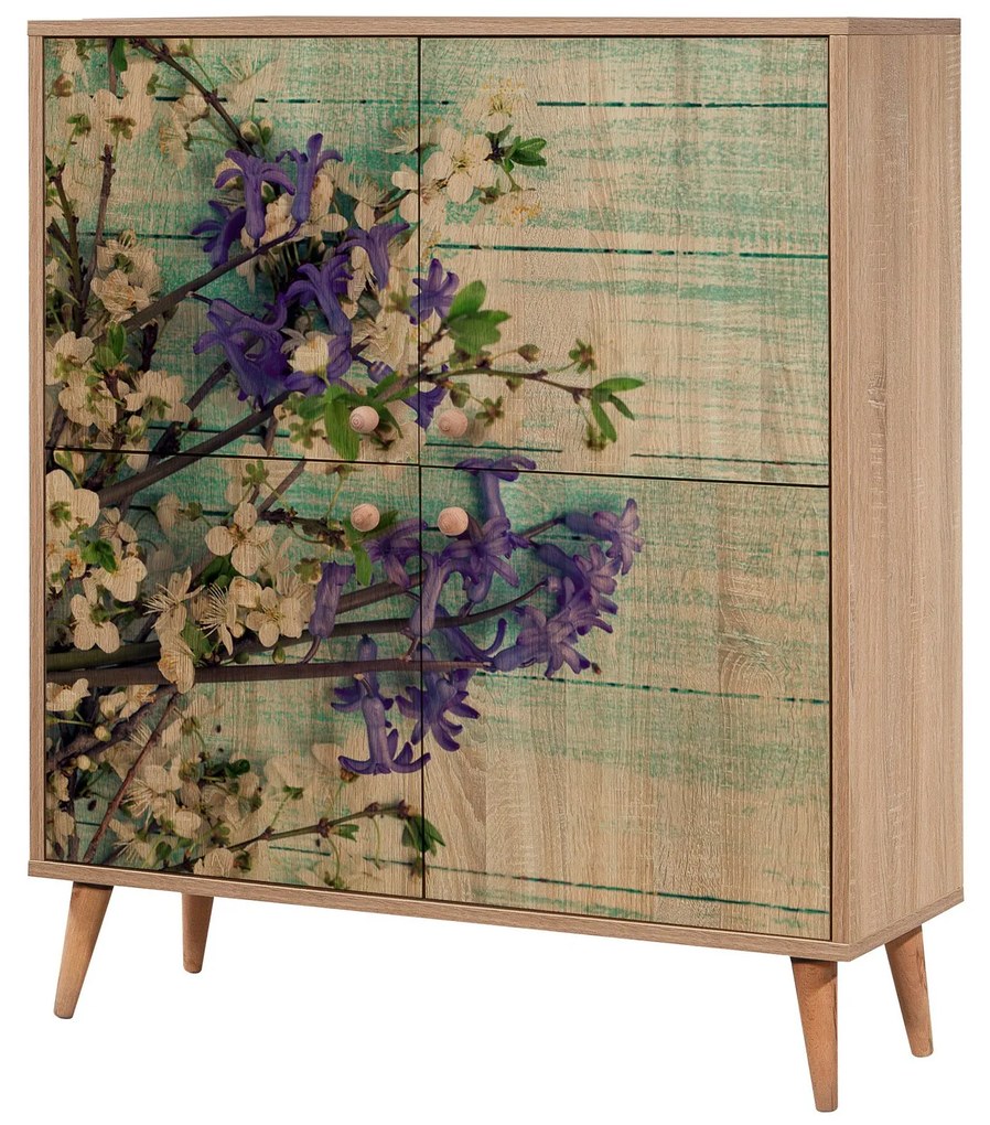 Mobilier pentru hol Maluxe 727 (Stejar sonoma + Albastru închis). 1089058