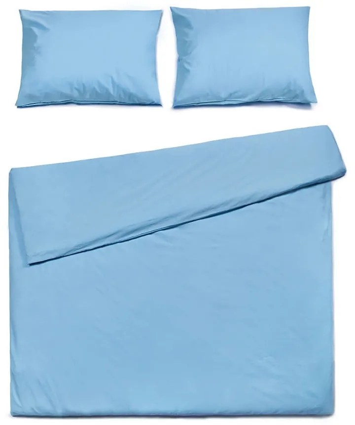 Lenjerie pentru pat dublu din bumbac Bonami Selection, 200 x 200 cm, albastru azuriu