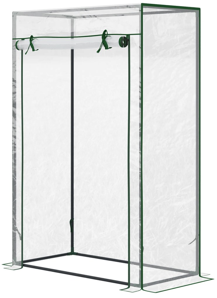 Outsunny Seră de grădină, seră de balcon, pânză consolidată din PVC, structură din oțel, ușă rulabilă cu fermoar, pentru legume, plante, flori în toate anotimpurile, interior și exterior, 100 x 50 x 150 cm alb | Aosom Romania