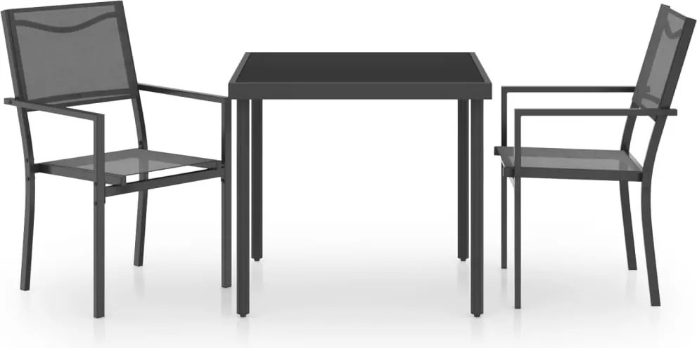 vidaXL Set mobilier de exterior, 3 piese, oțel