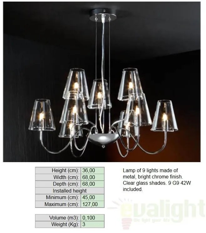 Lustra 9 brate diametru 68cm Silba 692514