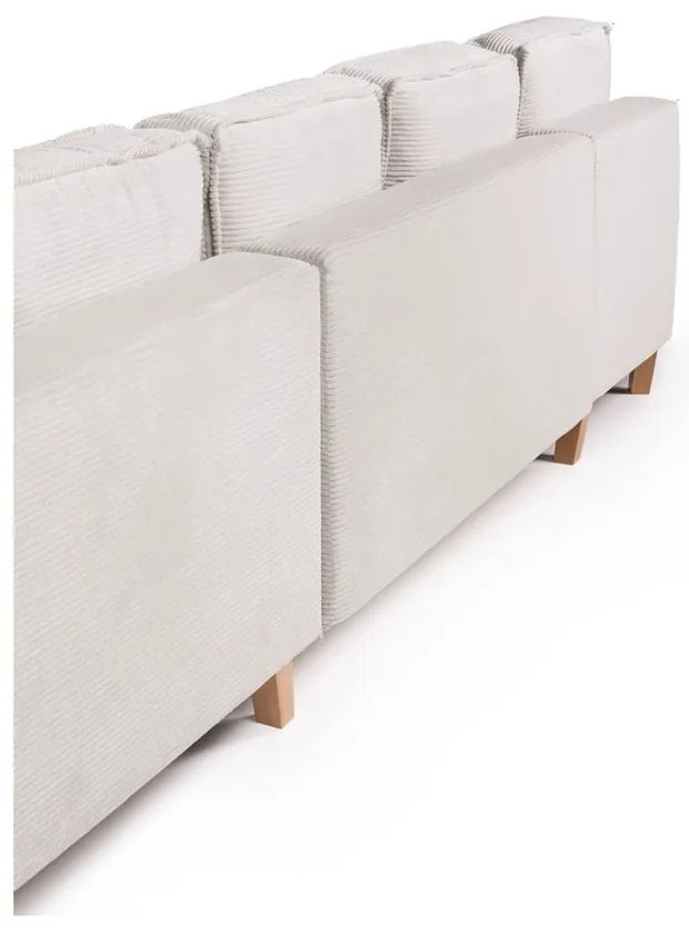 Colțar bej extensibil cu tapițerie din catifea reiată (cu colț pe partea dreaptă/în formă de "U") Tori – Bonami Selection