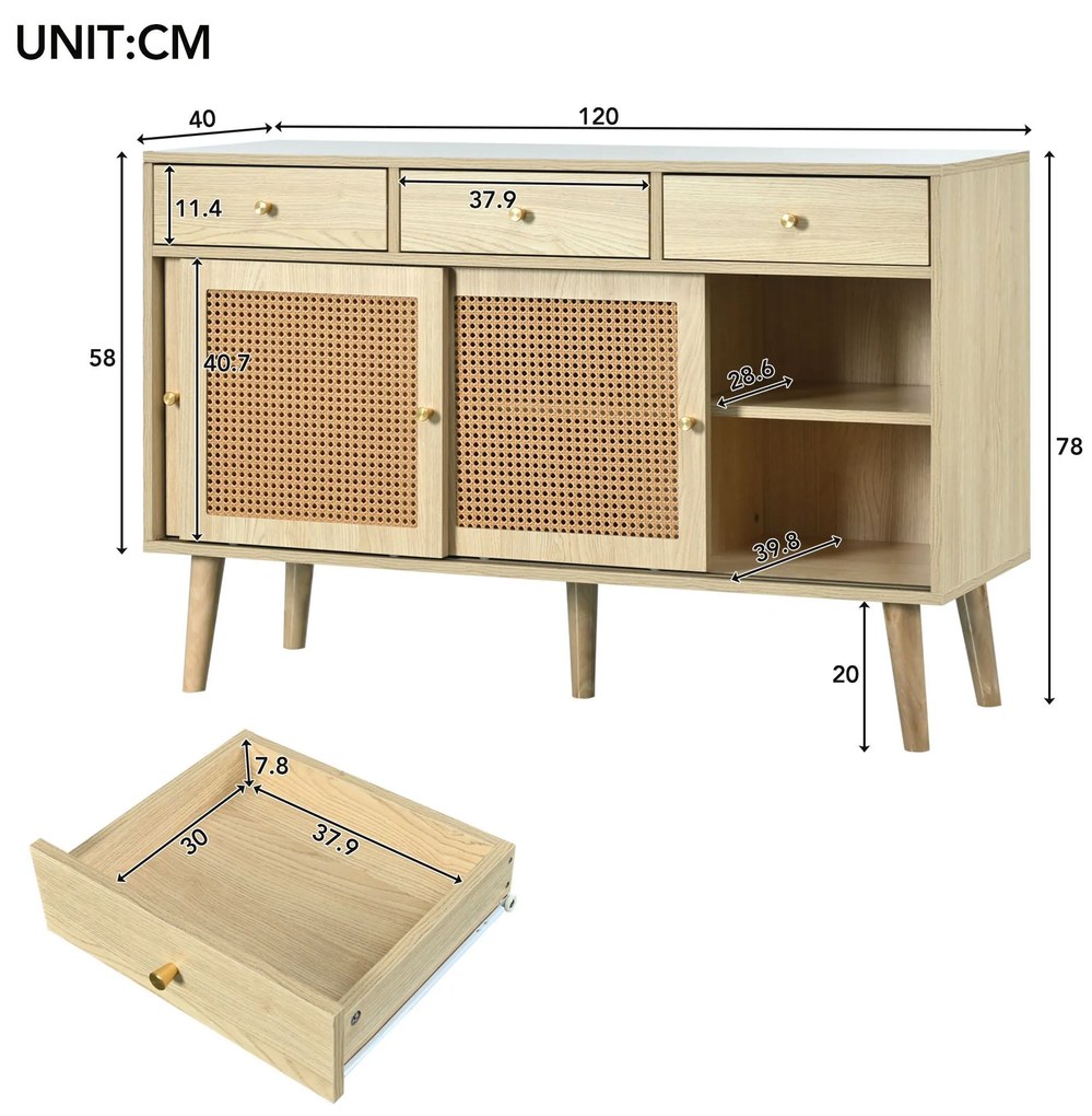 Comodă din ratan, Culoare naturală | Aosom Romania
