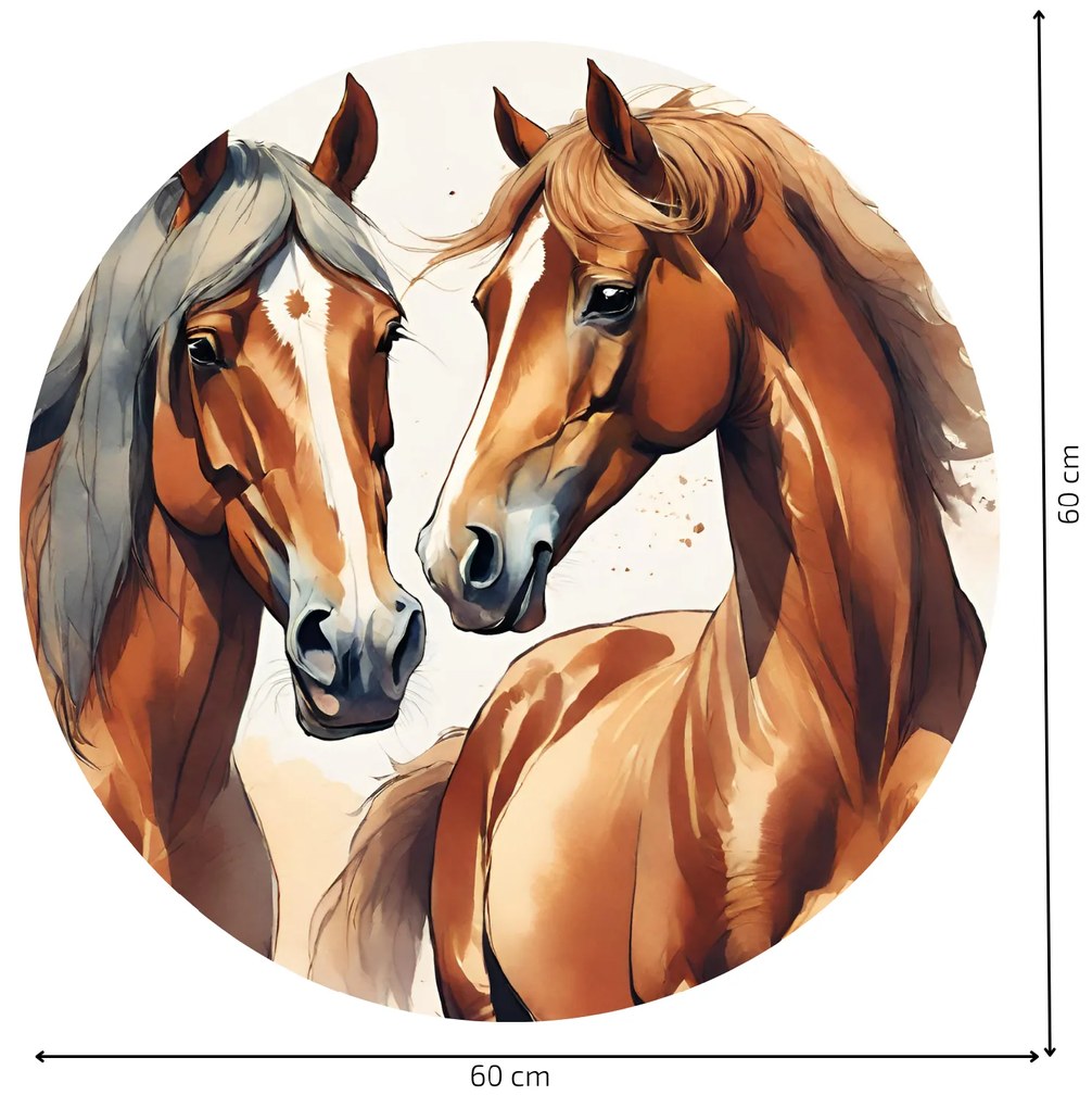 PIPPER. Autocolant circular de perete „Cai” mărimea: 60cm