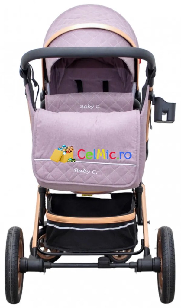 Carucior 3in1 cu landou reversibil si scoica - BabyCare PRO, 0-36 luni - CPC-24-roz