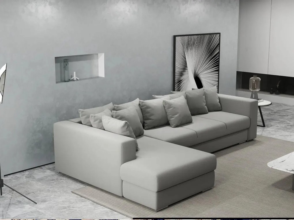 Colțar extensibil dumonde cu ladă de depozitare si sezut confortabil din spuma high-density, Gloria Royal Grey 320x183 cm