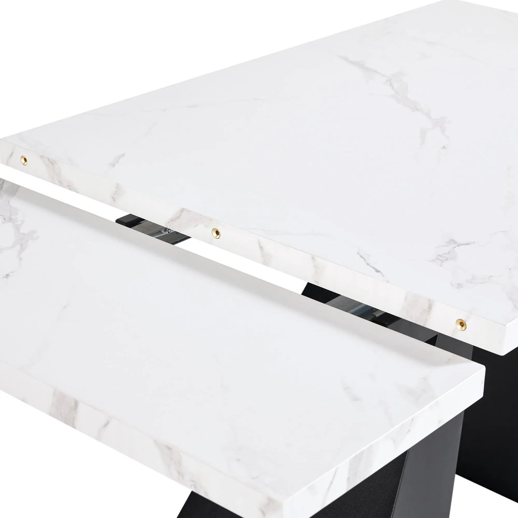 Masă de luat extensibilă, Alb+Negru | Aosom Romania