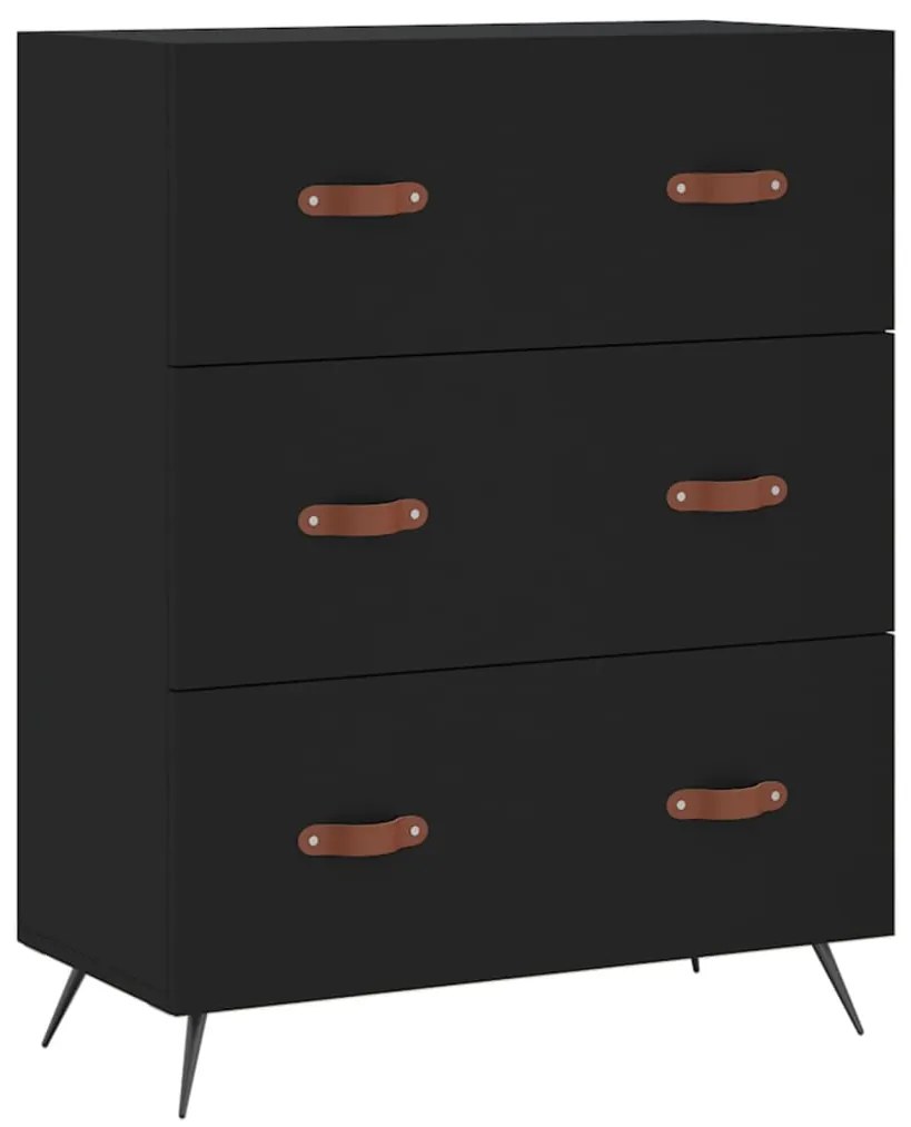 827821 vidaXL Comodă cu sertare, negru, 69,5x34x90 cm, lemn compozit
