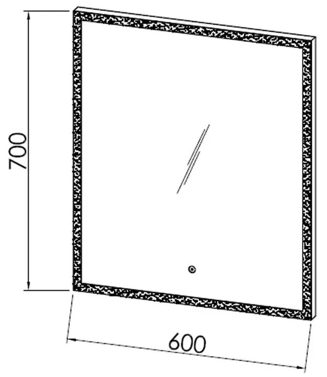 Oglinda dreptunghiulara cu iluminare LED, 60 cm, KolpaSan Drava 600x700 mm