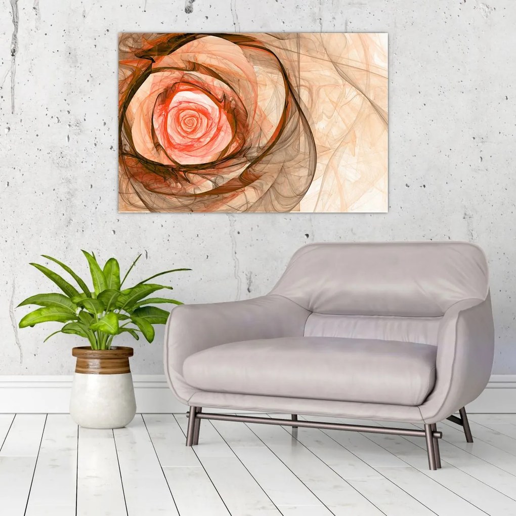 Tablou - Abstract trandafir roz cu fundal alb (90x60 cm)