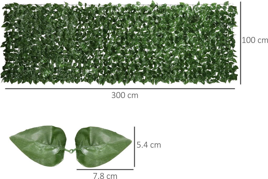 Outsunny Gard Viu Artificial din Fag pentru Balcon și Grădină, PE, 300x100 cm, Verde Închis | Aosom Romania