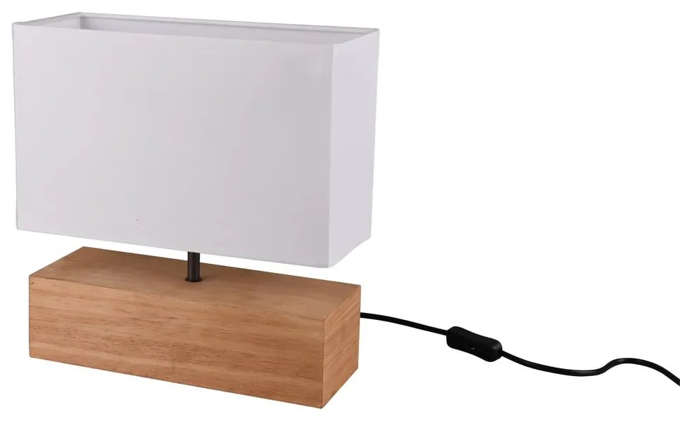 Veioză albă/în culoare naturală cu abajur textil (înălțime 30 cm) Woody – Reality