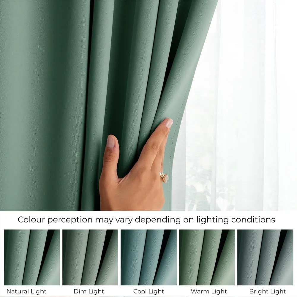 Draperie verde-deschis termoizolantă/dimout (semi-opacă) 140x245 cm Kierra – Restilo