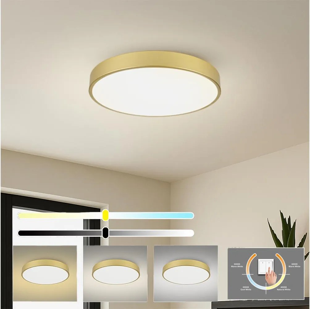 Brilagi - Plafonieră LED POOL, 60W/230V, 3000/4000/6000K, Ø 60 cm, auriu
