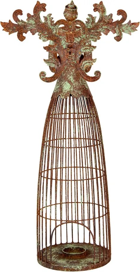 Suport lumanare, auriu, din metal, 29x17x58 cm, aspect vintage, Angel