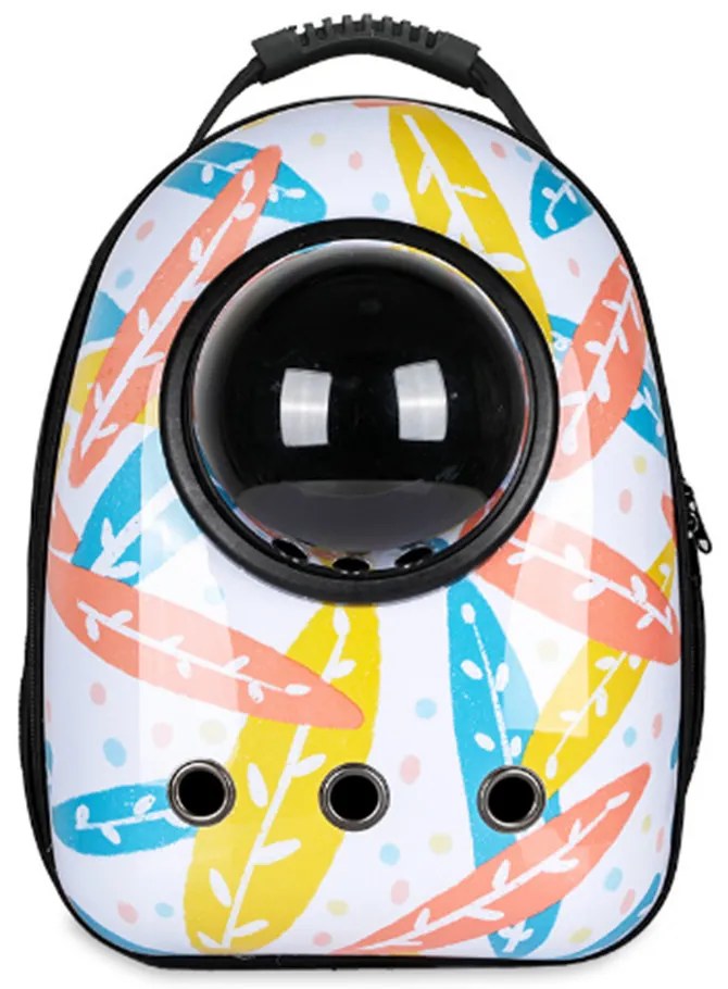 Rucsac pentru transportul animalelor de companie, alb cu model frunze