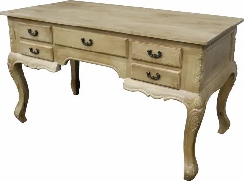 Birou clasic francez în stil Louis XV, din lemn masiv, cu finisaj decapé natural, „Richelieu”