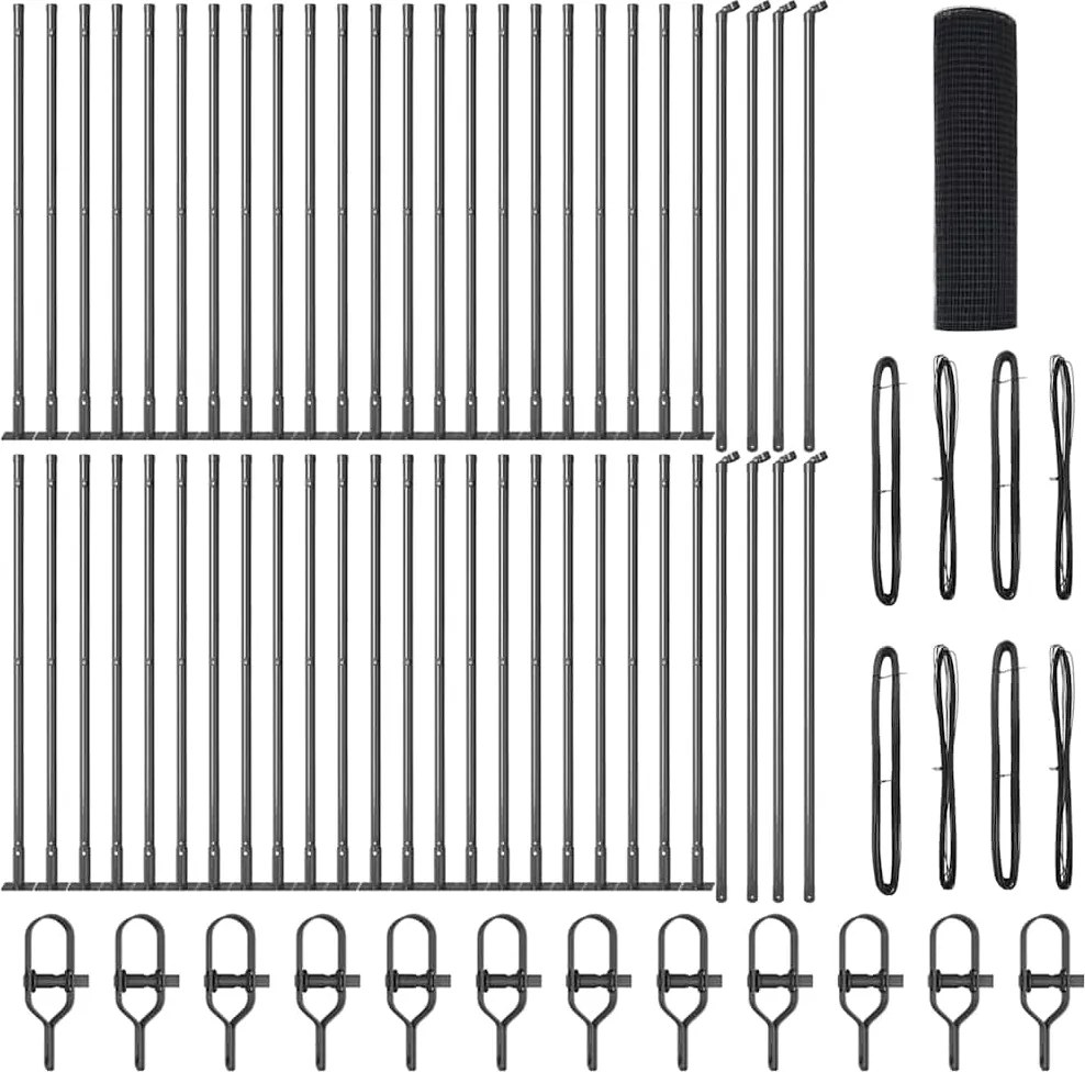 vidaXL Stâlp de gard. Gri 100 x 0,6 m (plasă de 12 x 12 mm)