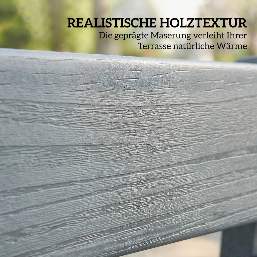 Outsunny Bancă de grădină 2 locuri rezistentă la intemperii din plastic Bancă exterior cu design cu lamele aspect lemn Spătar Gri | Aosom Romania