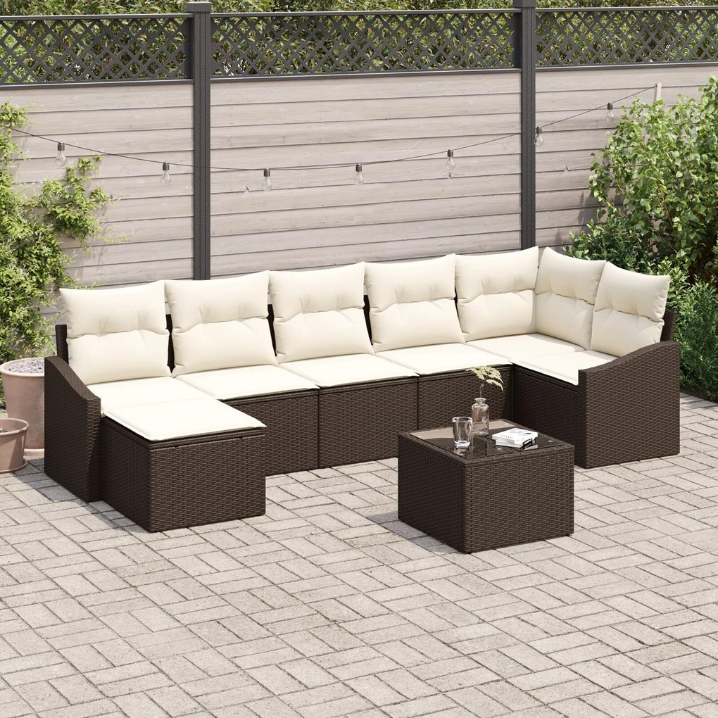 vidaXL Set de canapele pentru grădină 8 pcs Maro Rattan poli