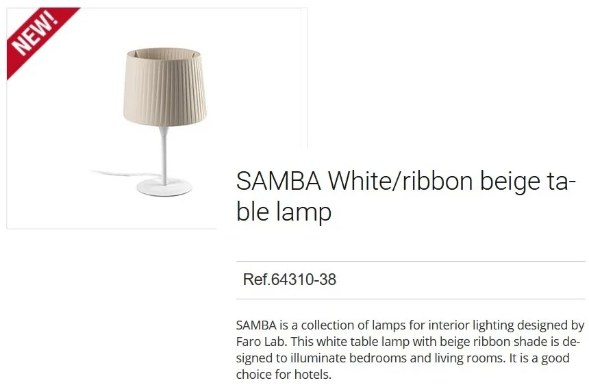 Veioza / Lampa de masa moderna design elegant SAMBA alb/bej 64310-38