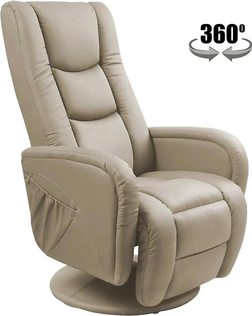 Fotoliu recliner PULSAR, cappuccino, piele ecologica/metal, 68x85/135x